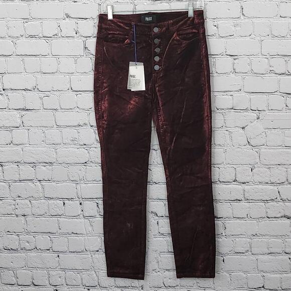 2/$20 Paige Hoxton Ankle Peg Velvet Pants Dark Red Size 28 – Flawed | Luxe Style - Picture 1 of 7